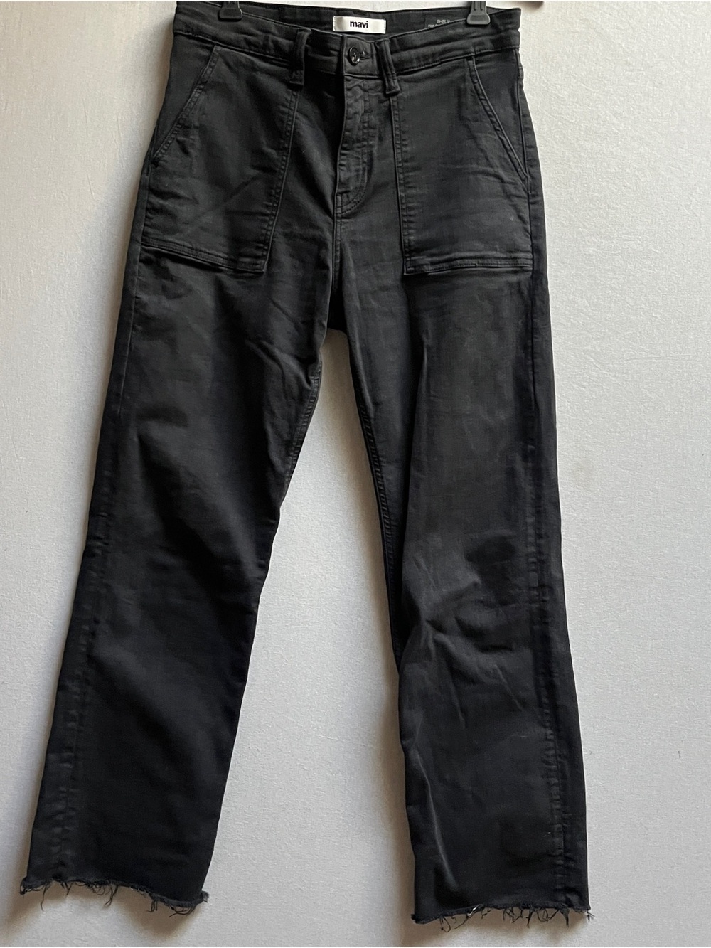 Mavi Shelia Black High Rise Straight Leg Jeans Cargo Pockets 28
